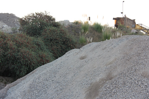 Sand and gravel piles at Calder Quarry
