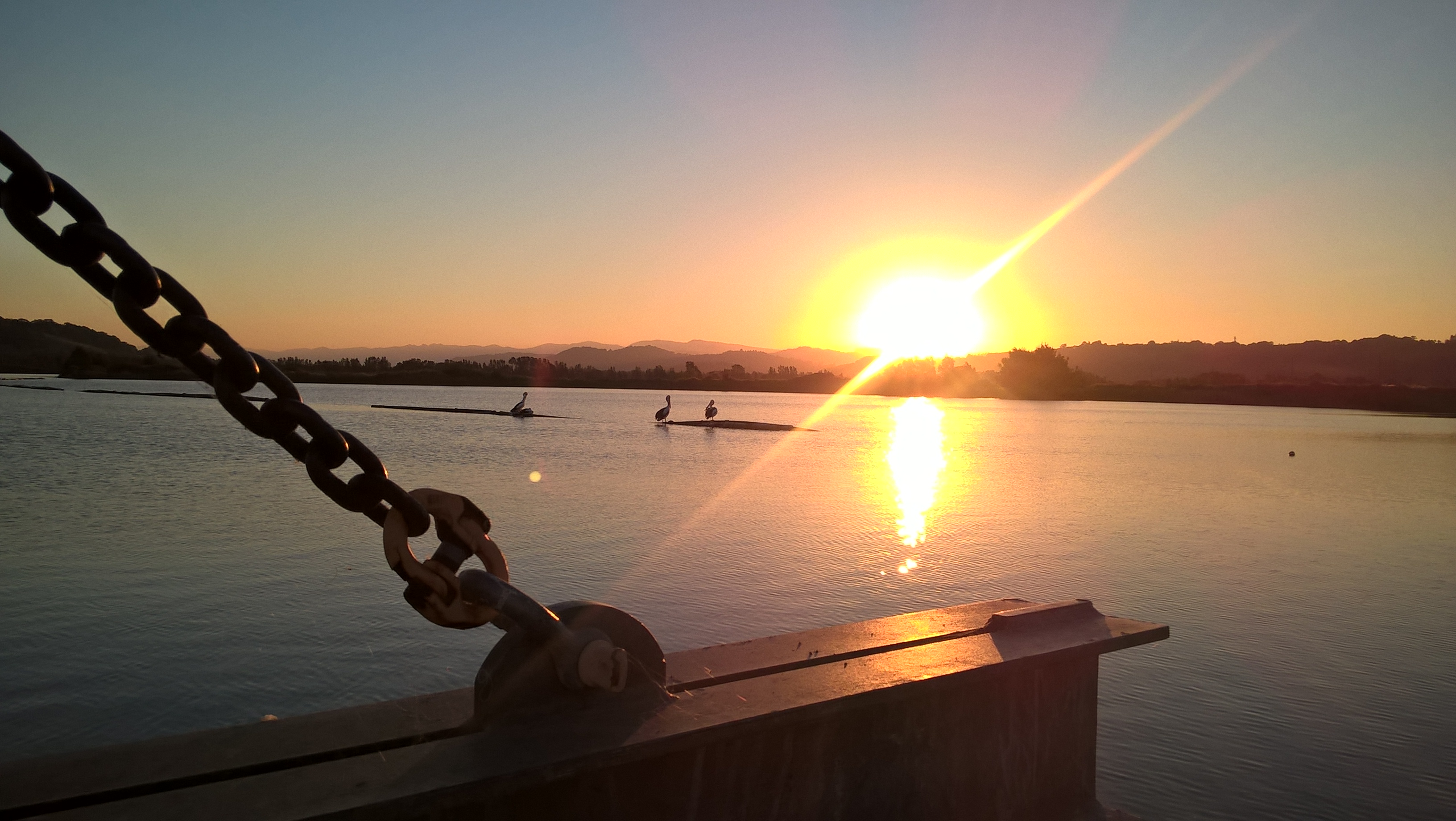 Sunset at Tweed Sand Plant with dock equipment