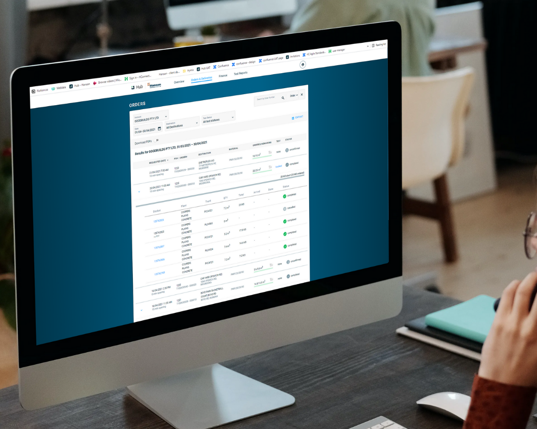 Hub Orders View page open on a desktop screen