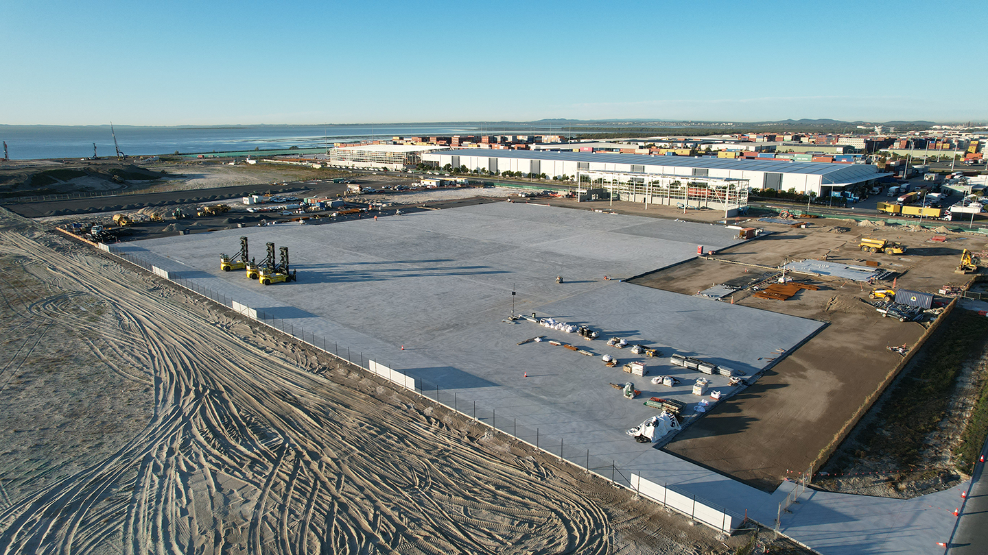 Concrete embankment at coastal port site