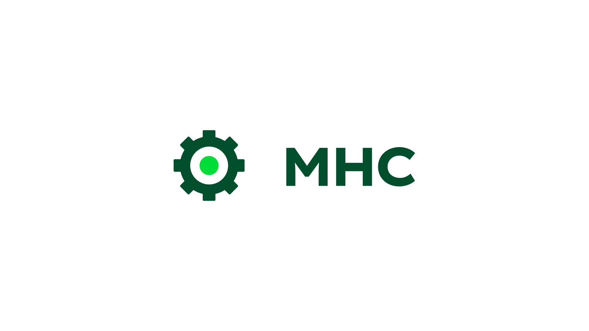MHC digital solution logo with gear icon in green and black