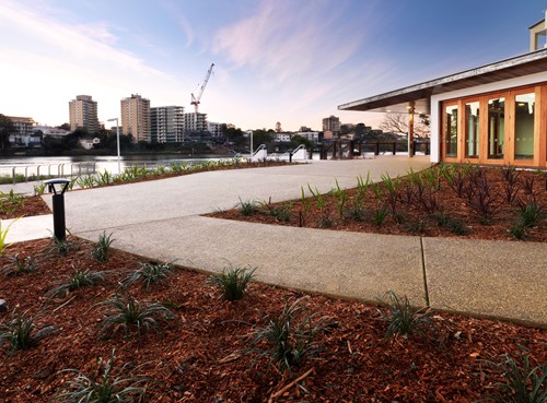 Decorative exposed aggregate concrete path