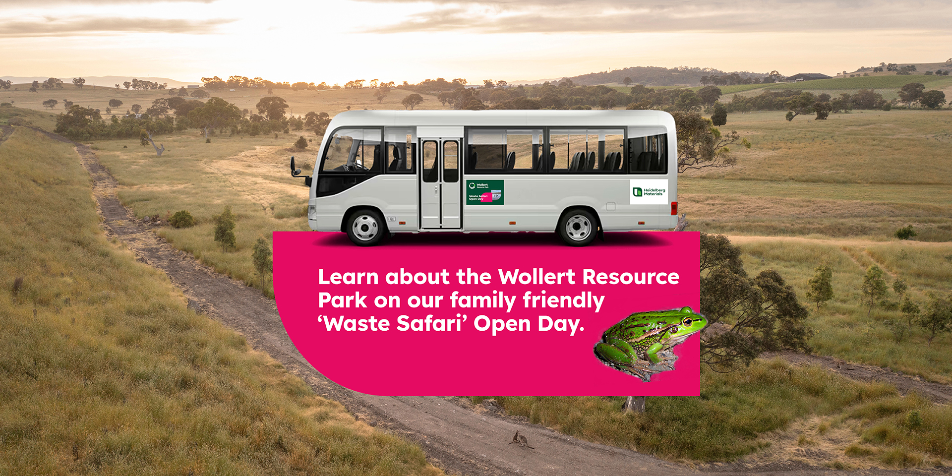 Wollert Safari Park banner with tour bus on site