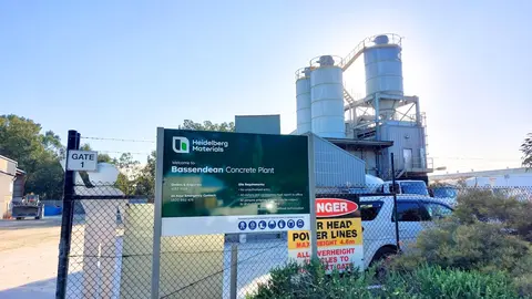 Bassendean concrete plant site entrance with site sign