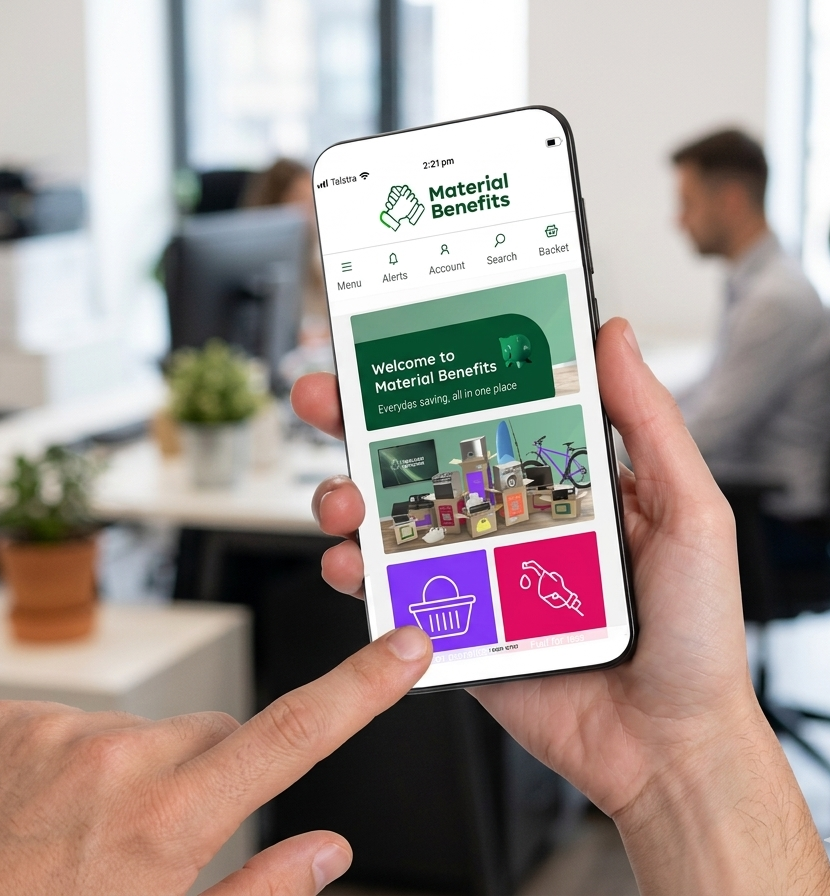 Material benefits app mobile view