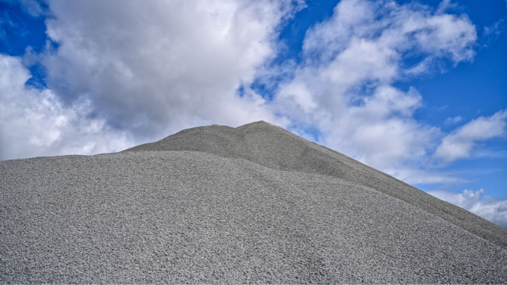 Pile of concrete aggregates in Heidelberg Materials Australia quarry