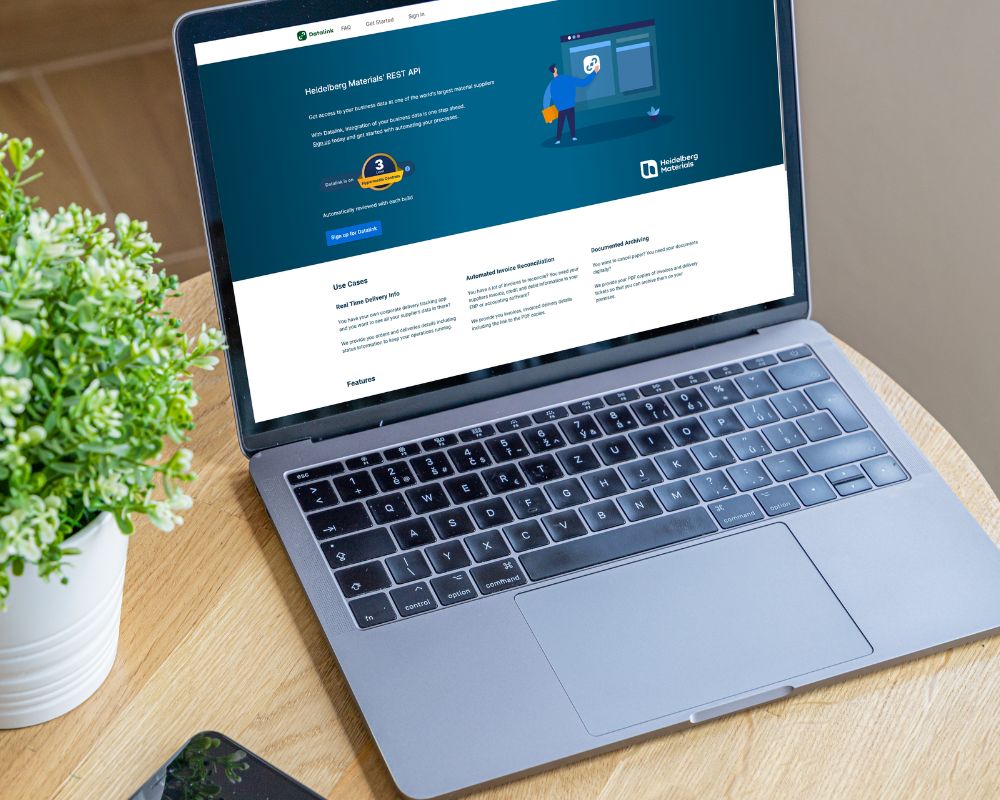 Datalink homepage on laptop screen. 