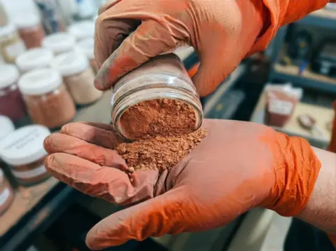 calcined clay sample on hand